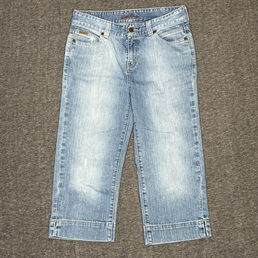 Eddie Bauer Capri Cropped Stretch Denim Blue Jeans Womens Size 6 Tall